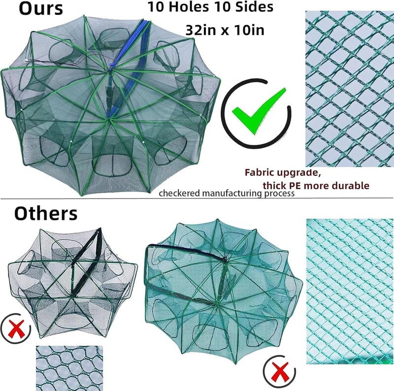 Leukate Collapsible Fishing Bait Minnow Trap - Durable Fish Trap Net for Minnow, Crab, Crayfish, Shrimp Fish Trap Net - Designed for Minnows and Beyond - Image 5